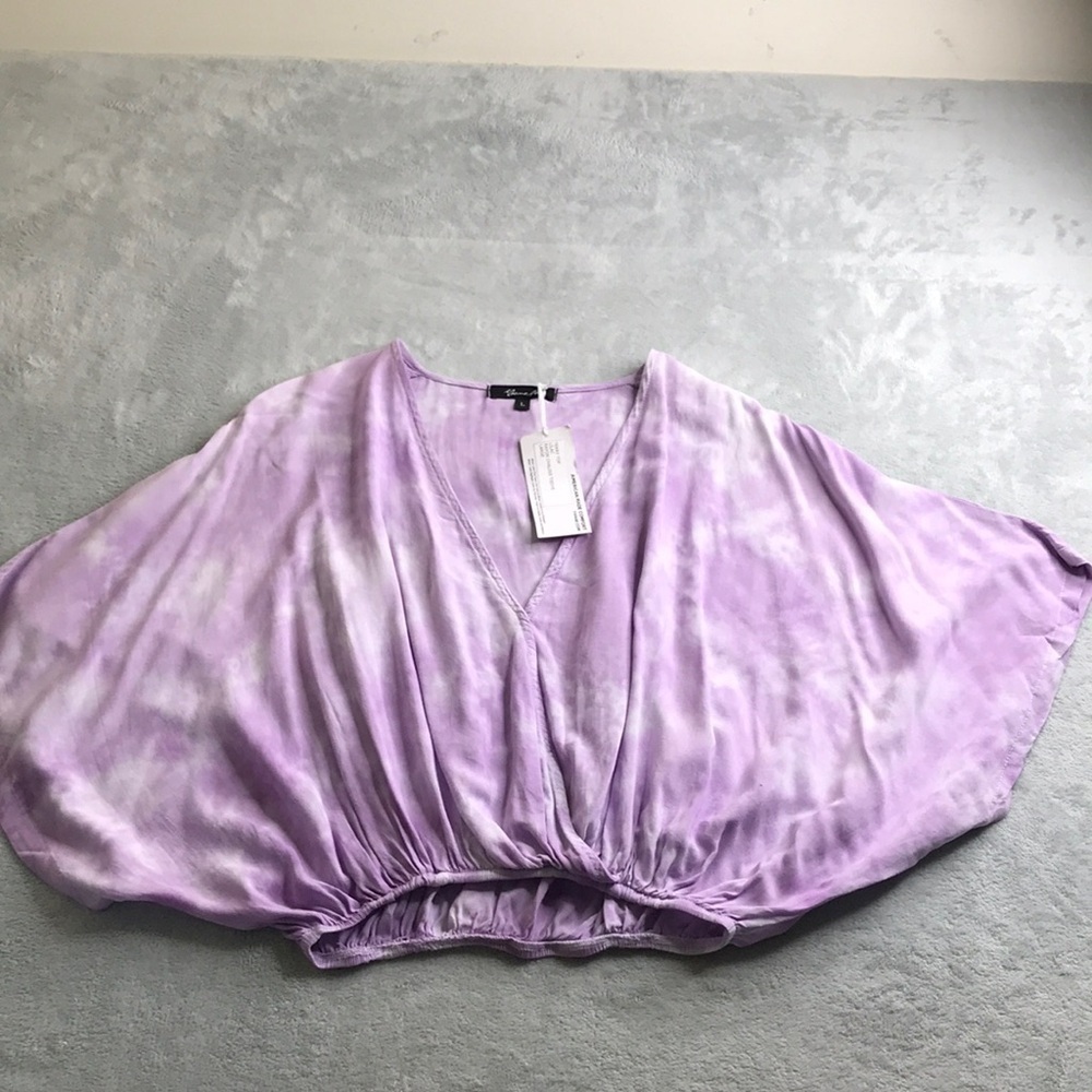Yana K Lilac Tie Dyed Rayon Challis Cropped Top Size L New